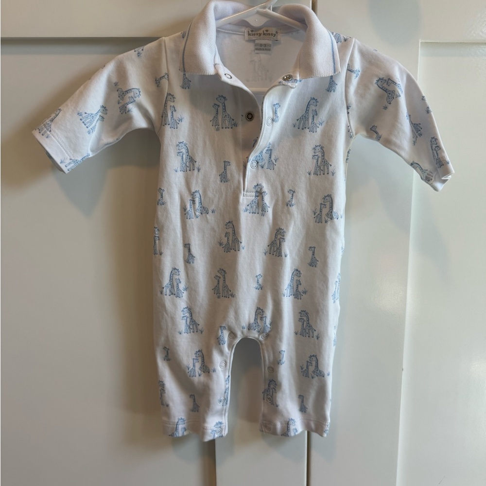 Kissy Kissy White and Blue Giraffe Bodysuit